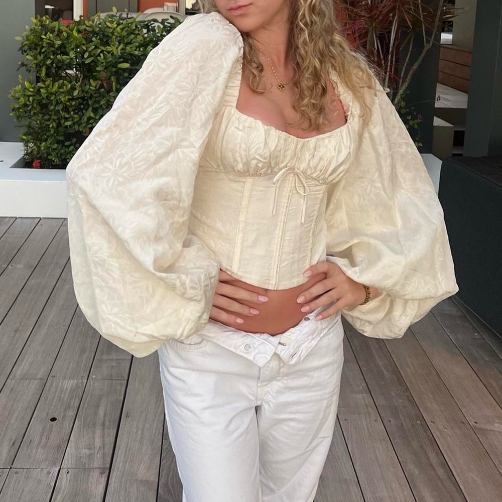 For Love And Lemons Cream Bustier Blouse - Picture 3 of 4